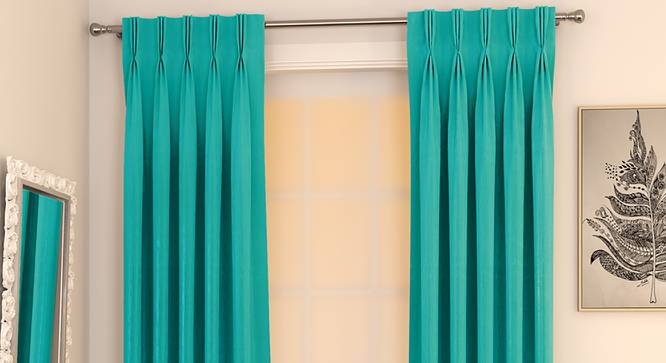Matka Window Curtains - Set Of 2 (Turquoise, 112 x 152 cm  (44" x 60") Curtain Size) by Urban Ladder - Design 1 Full View - 326861