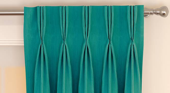 Matka Window Curtains - Set Of 2 (Turquoise, 112 x 152 cm  (44" x 60") Curtain Size) by Urban Ladder - Front View Design 1 - 326863