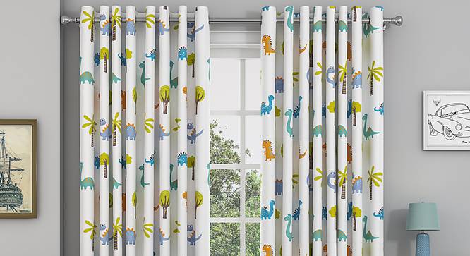 Dino Window Curtains - Set Of 2 (112 x 152 cm  (44" x 60") Curtain Size) by Urban Ladder - Front View Design 1 - 327011