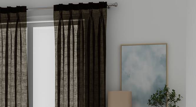 Elegance Sheer Door Curtains - Set Of 2 (Dark Brown, 112 x 213 cm  (44" x 84") Curtain Size) by Urban Ladder - Front View Design 1 - 327017