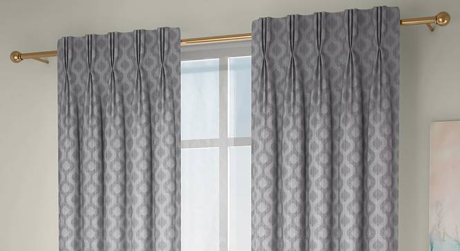 Elite Window Curtains - Set Of 2 (Grey, 112 x 152 cm  (44" x 60") Curtain Size) by Urban Ladder - Front View Design 1 - 327070