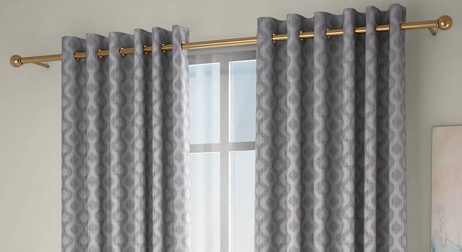 Elite Door Curtains - Set Of 2 (Grey, 112 x 274 cm  (44" x 108") Curtain Size) by Urban Ladder - Front View Design 1 - 327080