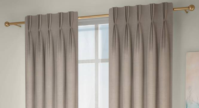 Frizzle Door Curtains - Set Of 2 (Beige, 112 x 213 cm  (44" x 84") Curtain Size) by Urban Ladder - Front View Design 1 - 327083