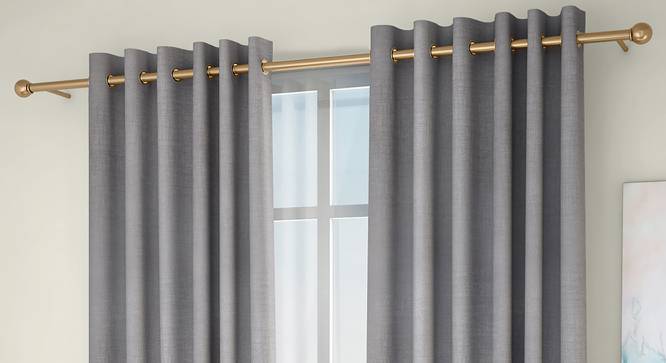 Frizzle Door Curtains - Set Of 2 (Grey, 112 x 274 cm  (44" x 108") Curtain Size) by Urban Ladder - Front View Design 1 - 327116