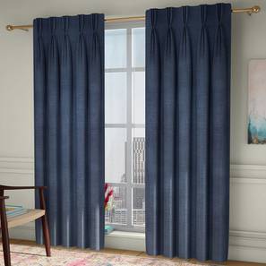 Curtain Label Design Blue Poly Cotton Window Curtain