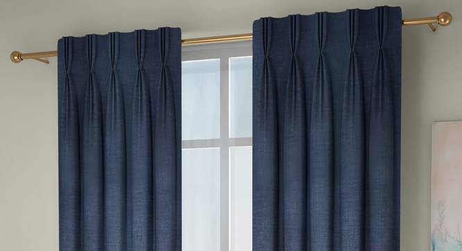 Frizzle Window Curtains - Set Of 2 (Blue, 112 x 152 cm  (44" x 60") Curtain Size) by Urban Ladder - Front View Design 1 - 327122