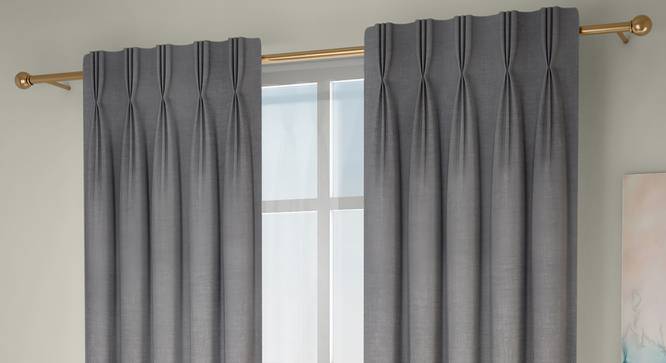 Frizzle Window Curtains - Set Of 2 (Grey, 112 x 152 cm  (44" x 60") Curtain Size) by Urban Ladder - Front View Design 1 - 327125