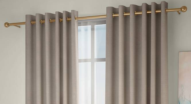 Frizzle Window Curtains - Set Of 2 (Beige, 112 x 152 cm  (44" x 60") Curtain Size) by Urban Ladder - Front View Design 1 - 327128