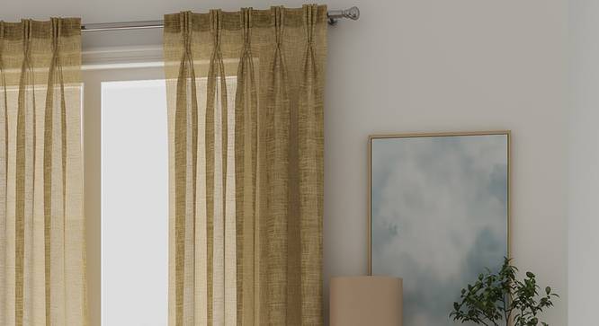 Elegance Sheer Door Curtains - Set Of 2 (Dull Gold, 112 x 213 cm  (44" x 84") Curtain Size) by Urban Ladder - Front View Design 1 - 327134