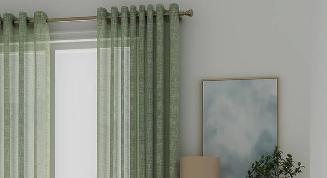 Elegance Sheer Window Curtains - Set Of 2 (112 x 152 cm  (44" x 60") Curtain Size, Duckegg Blue) by Urban Ladder - Front View Design 1 - 327149