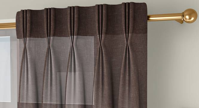 Vegas Sheer Door Curtains - Set Of 2 (Beige, 112 x 213 cm  (44" x 84") Curtain Size) by Urban Ladder - Front View Design 1 - 327163