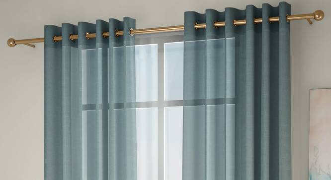 Vegas Sheer Door Curtains - Set Of 2 (112 x 213 cm  (44" x 84") Curtain Size, Bottle Green) by Urban Ladder - Front View Design 1 - 327172