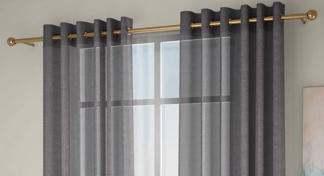 Vegas Sheer Door Curtains - Set Of 2 (Grey, 112 x 213 cm  (44" x 84") Curtain Size) by Urban Ladder - Front View Design 1 - 327184