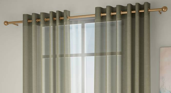 Vegas Sheer Door Curtains - Set Of 2 (Lime Green, 112 x 213 cm  (44" x 84") Curtain Size) by Urban Ladder - Front View Design 1 - 327190