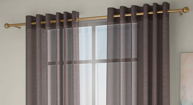 Vegas Sheer Window Curtains - Set Of 2 (Beige, 112 x 152 cm  (44" x 60") Curtain Size) by Urban Ladder - Front View Design 1 - 327204