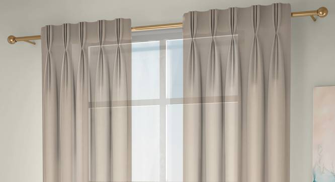 Vegas Sheer Window Curtains - Set Of 2 (Cream, 112 x 152 cm  (44" x 60") Curtain Size) by Urban Ladder - Front View Design 1 - 327213