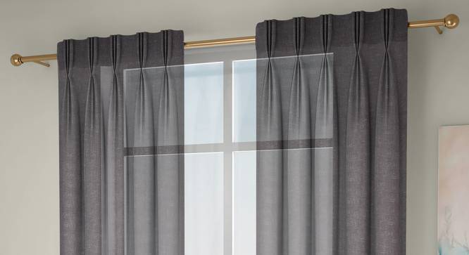 Vegas Sheer Window Curtains - Set Of 2 (Grey, 112 x 152 cm  (44" x 60") Curtain Size) by Urban Ladder - Front View Design 1 - 327219