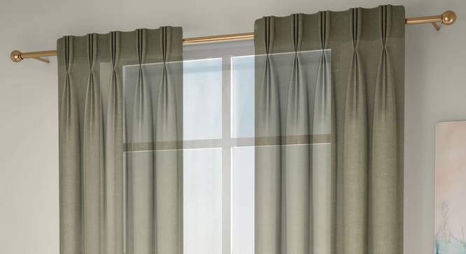 Vegas Sheer Window Curtains - Set Of 2 (Lime Green, 112 x 152 cm  (44" x 60") Curtain Size) by Urban Ladder - Front View Design 1 - 327225