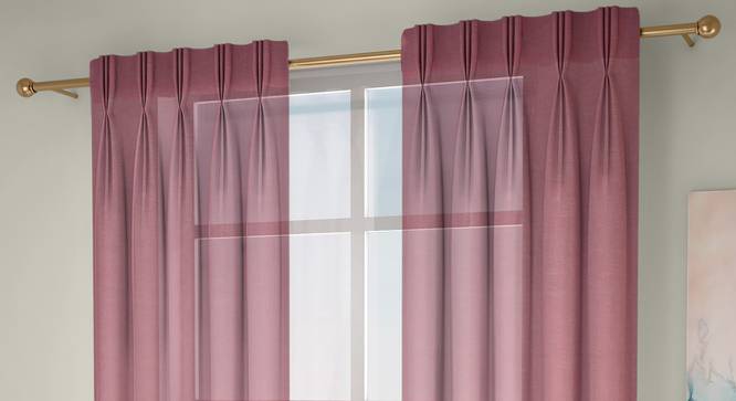 Vegas Sheer Window Curtains - Set Of 2 (Pink, 112 x 152 cm  (44" x 60") Curtain Size) by Urban Ladder - Front View Design 1 - 327231