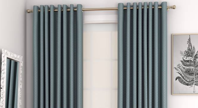 Gardenia Door Curtains - Set Of 2 (Blue, 132 x 213 cm  (52" x 84") Curtain Size, Eyelet Pleat) by Urban Ladder - Front View Design 1 - 327325