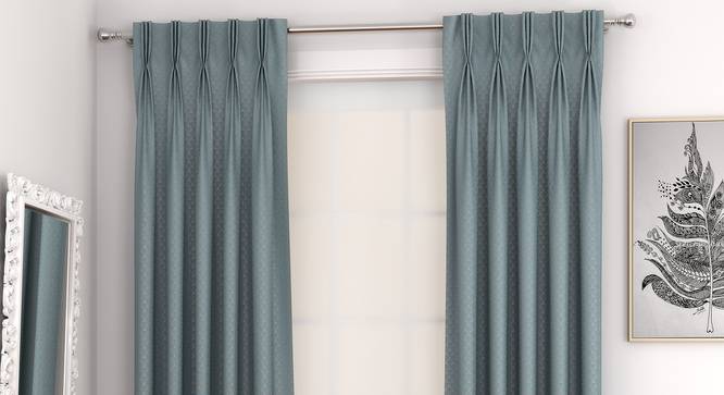 Gardenia Window Curtains - Set Of 2 (Blue, 71 x 152 cm (28"x60") Curtain Size, American Pleat) by Urban Ladder - Front View Design 1 - 327333