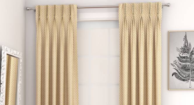 Gardenia Door Curtains - Set Of 2 (Gold, 71 x 213 cm (28"x84")  Curtain Size, American Pleat) by Urban Ladder - Front View Design 1 - 327343