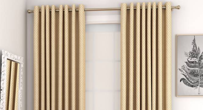Gardenia Door Curtains - Set Of 2 (Gold, 132 x 213 cm  (52" x 84") Curtain Size, Eyelet Pleat) by Urban Ladder - Front View Design 1 - 327346