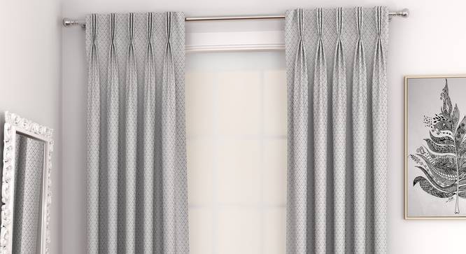 Gardenia Window Curtains - Set Of 2 (Grey, 71 x 152 cm (28"x60") Curtain Size, American Pleat) by Urban Ladder - Front View Design 1 - 327360