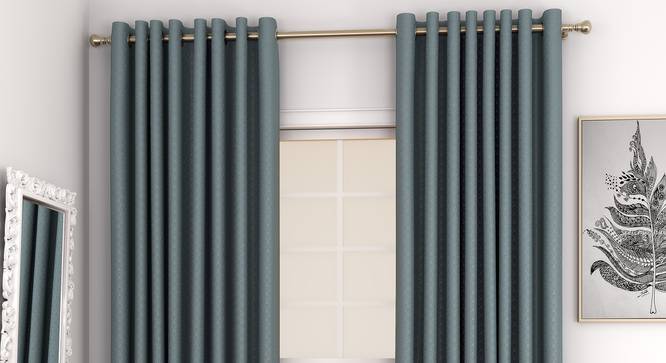 Gardenia Door Curtains - Set Of 2 (Blue, 132 x 274 cm  (52"x108") Curtain Size, Eyelet Pleat) by Urban Ladder - Front View Design 1 - 327373