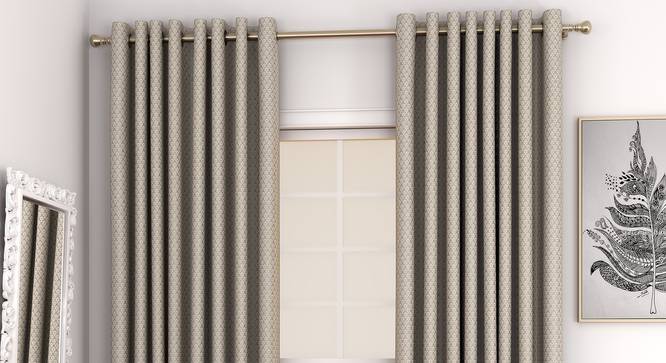 Gardenia Door Curtains - Set Of 2 (Brown, 132 x 274 cm  (52"x108") Curtain Size, Eyelet Pleat) by Urban Ladder - Front View Design 1 - 327391