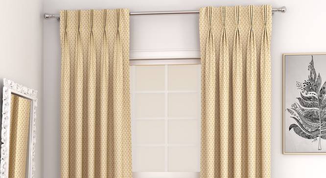 Gardenia Door Curtains - Set Of 2 (Gold, 132 x 274 cm  (52"x108") Curtain Size, Eyelet Pleat) by Urban Ladder - Front View Design 1 - 327394