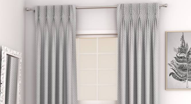 Gardenia Door Curtains - Set Of 2 (Grey, 71 x 274 cm (28"x108")  Curtain Size, American Pleat) by Urban Ladder - Front View Design 1 - 327400