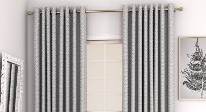 Gardenia Door Curtains - Set Of 2 (Grey, 132 x 274 cm  (52"x108") Curtain Size, Eyelet Pleat) by Urban Ladder - Front View Design 1 - 327403