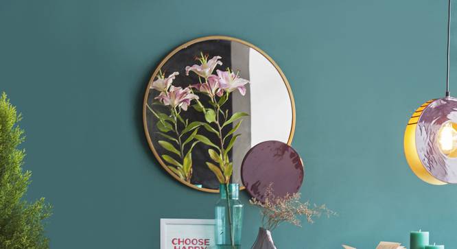 Metropolis Duo Mirror (Gold poowdercoating and Burgundy enamelling) by Urban Ladder - Design 1 Details - 327434