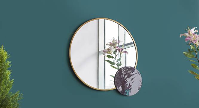 Metropolis Duo Mirror (Gold poowdercoating and Burgundy enamelling) by Urban Ladder - Design 1 Top View - 327435
