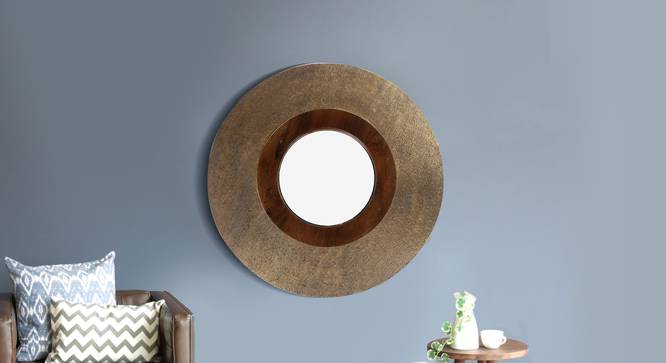 Maurya Mirror (Ant. Brass finish on metal and walnut finish on wood) by Urban Ladder - Design 1 Details - 327439