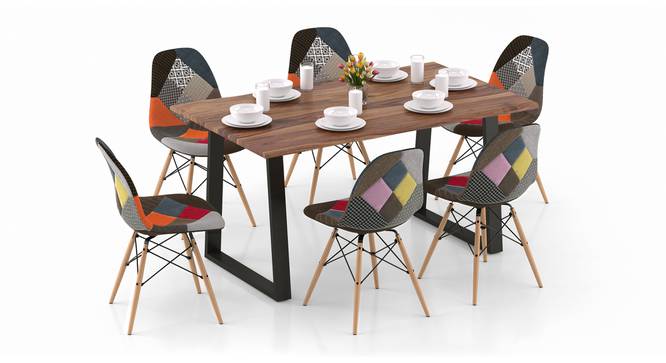 Aquila - DSW 6 Seater Dining Table Set (Teak Finish, Patchwork) by Urban Ladder - Design 1 Top View - 327475