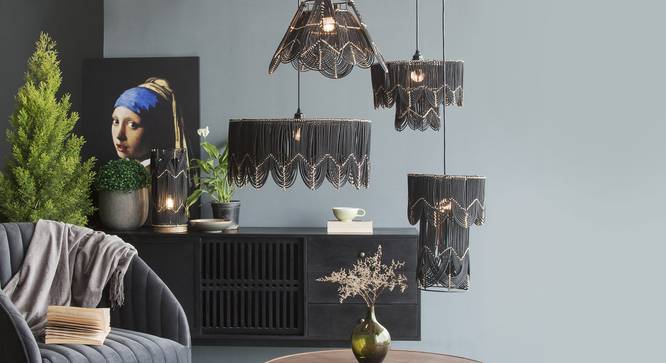 Arch Drum Hanging Lamp Big (Black Finish) by Urban Ladder - Design 1 Top View - 328185