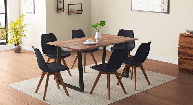 Aquila - Pashe 6 Seater Dining Table Set (Teak Finish, Black) by Urban Ladder - Design 1 Details - 328414