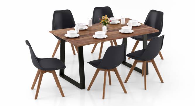 Aquila - Pashe 6 Seater Dining Table Set (Teak Finish, Black) by Urban Ladder - Design 1 Top View - 328415