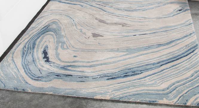 Musavvari Hand Tufted Carpet (Milky Blue, 91 x 305 cm (36" x 120") Carpet Size) by Urban Ladder - Front View Design 1 - 328893