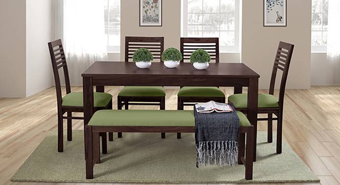 Oribi Upholstered Dining Bench (Mahogany Finish, Avocado Green) by Urban Ladder - Design 1 Details - 329097