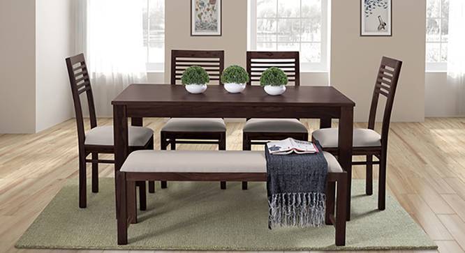 Oribi Upholstered Dining Bench (Mahogany Finish, Wheat Brown) by Urban Ladder - Design 1 Details - 329105