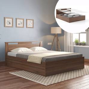 Queen Size Bed Design Pavis Storage Bed (Queen Bed Size, Box Storage Type, Classic Walnut Finish)