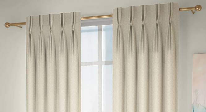 Pulse Door Curtains - Set Of 2 (Cream, 132 x 274 cm  (52"x108") Curtain Size, Eyelet Pleat) by Urban Ladder - Design 1 Full View - 330663
