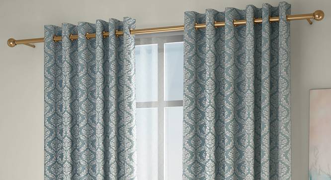 Pulse Door Curtains - Set Of 2 (132 x 213 cm  (52" x 84") Curtain Size, Bottle Green, Eyelet Pleat) by Urban Ladder - Design 1 Full View - 330687