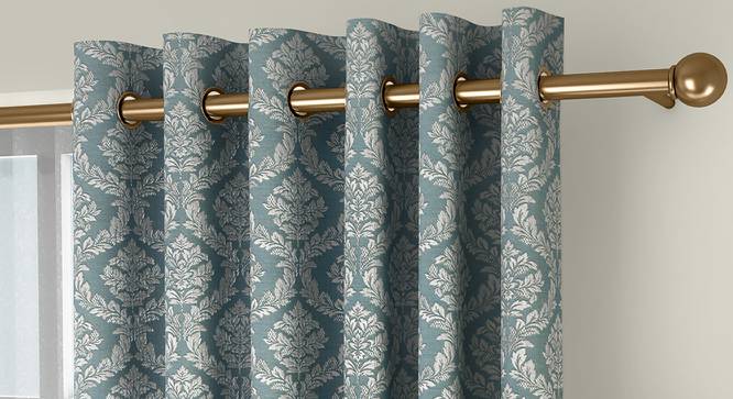 Pulse Door Curtains - Set Of 2 (132 x 213 cm  (52" x 84") Curtain Size, Bottle Green, Eyelet Pleat) by Urban Ladder - Front View Design 1 - 330688