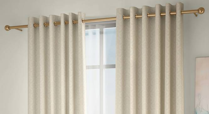 Pulse Door Curtains - Set Of 2 (Cream, 132 x 213 cm  (52" x 84") Curtain Size, Eyelet Pleat) by Urban Ladder - Design 1 Full View - 330697