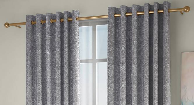 Pulse Door Curtains - Set Of 2 (Grey, 132 x 274 cm  (52"x108") Curtain Size, Eyelet Pleat) by Urban Ladder - Design 1 Full View - 330715