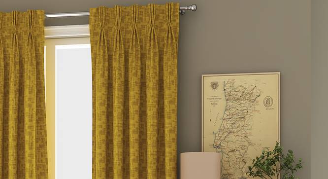 Arezzo Window Curtains - Set Of 2 (71 x 152 cm (28"x60") Curtain Size, HONEY, American Pleat) by Urban Ladder - Front View Design 1 - 330775